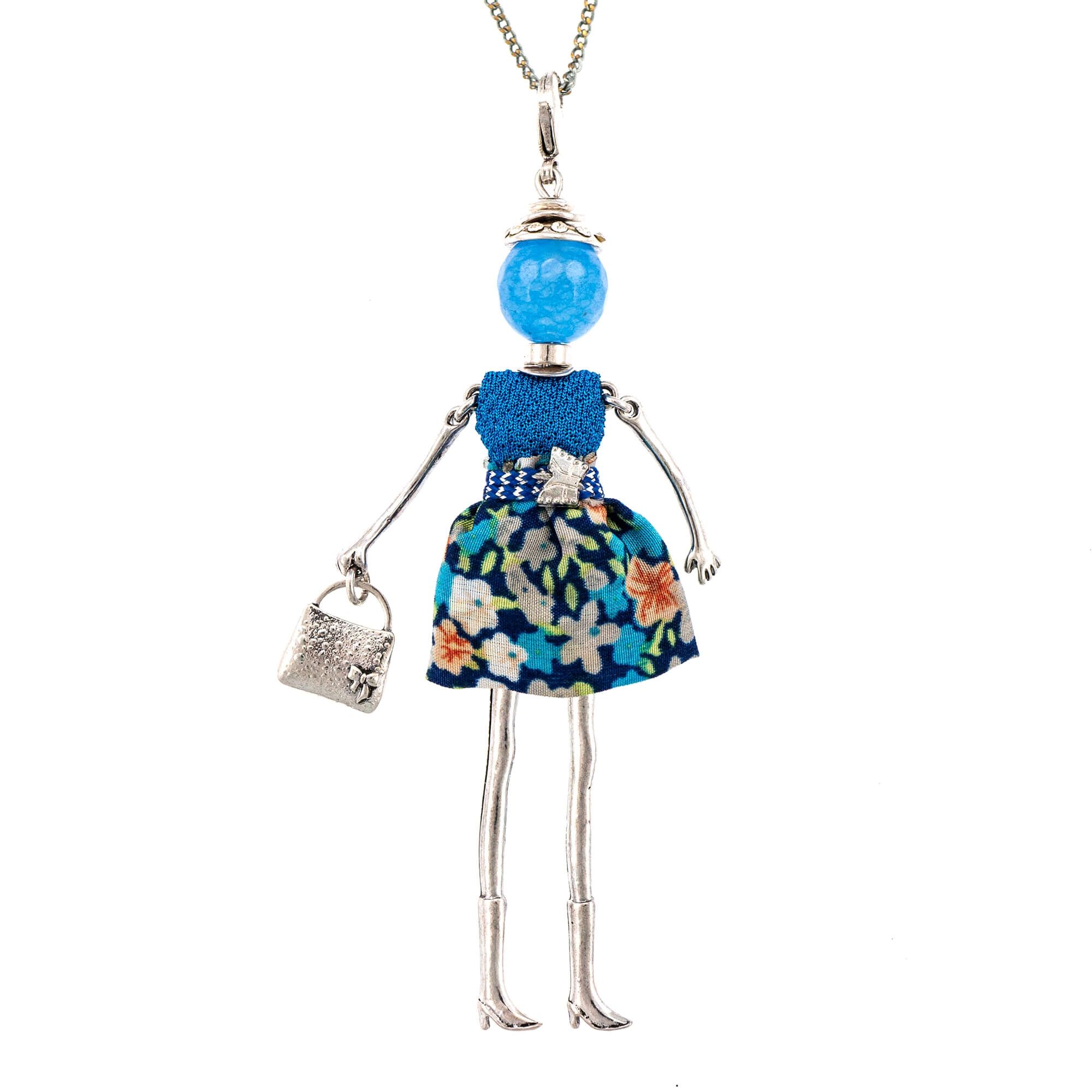 Pandantiv cu lant Bambola in Stile Murcia-Blue, Pret-a-porter Style by Roxannes - Bambole Milanesi, Albastru 42385-Blue