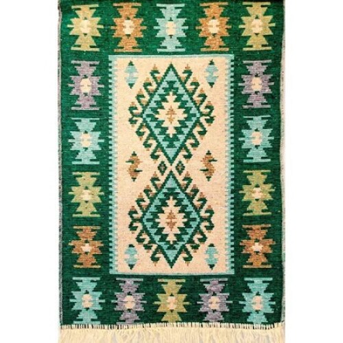 Covor tesut, Golden Daisy, culoarea verde, dimensiune 80X400 cm