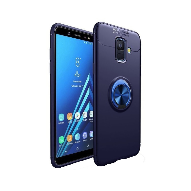 Husa din silicon cu inel magnetic rotativ pentru Galaxy J6 Plus (2018) Blue