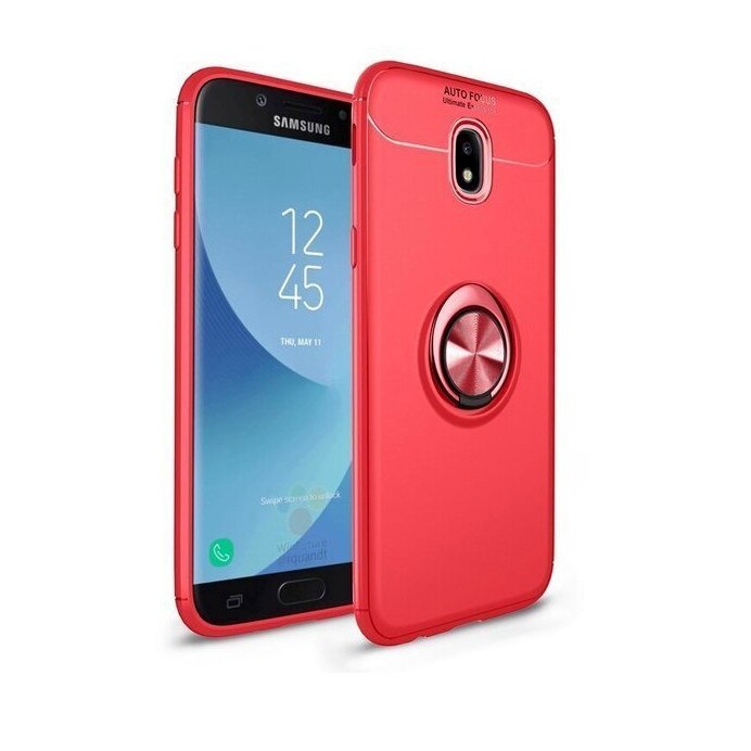 Husa din silicon cu inel magnetic rotativ pentru Galaxy J7 (2017) Red
