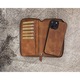 iPhone 12 Pro, iPhone 12 Tok, pénztárca, levehető hátlappal, 2 az 1-ben, természetes bőr, Bouletta Pouch Magic Wallet, Tiana tan, Barna