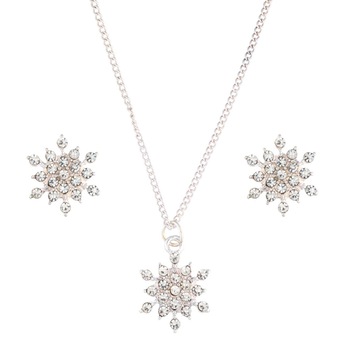 Set colier si cercei cu fulgi decorativi de Craciun, Lioness, 2 cm Set colier si cercei cu fulgi decorativi de Craciun, Lioness, 2 cm