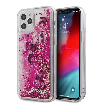 Husa Cover Karl Lagerfeld Liquid Glitter Charms pentru iPhone 12/12 Pro Pink Husa Cover Karl Lagerfeld Liquid Glitter Charms pentru iPhone 12/12 Pro Pink