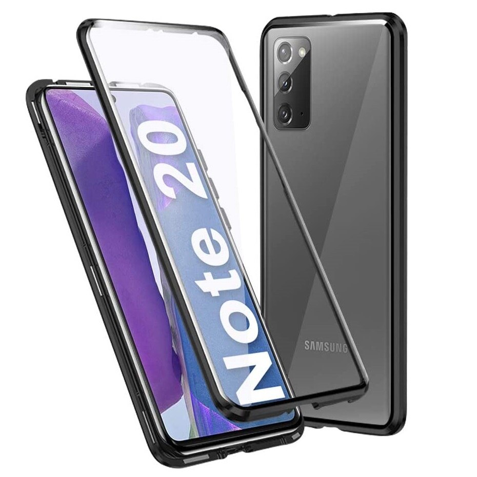 Husa 360 de grade magnetica, The Phone Closet, sticla securizata fata - spate, pentru Samsung Galaxy NOTE 20 (6.7 inch), Negru