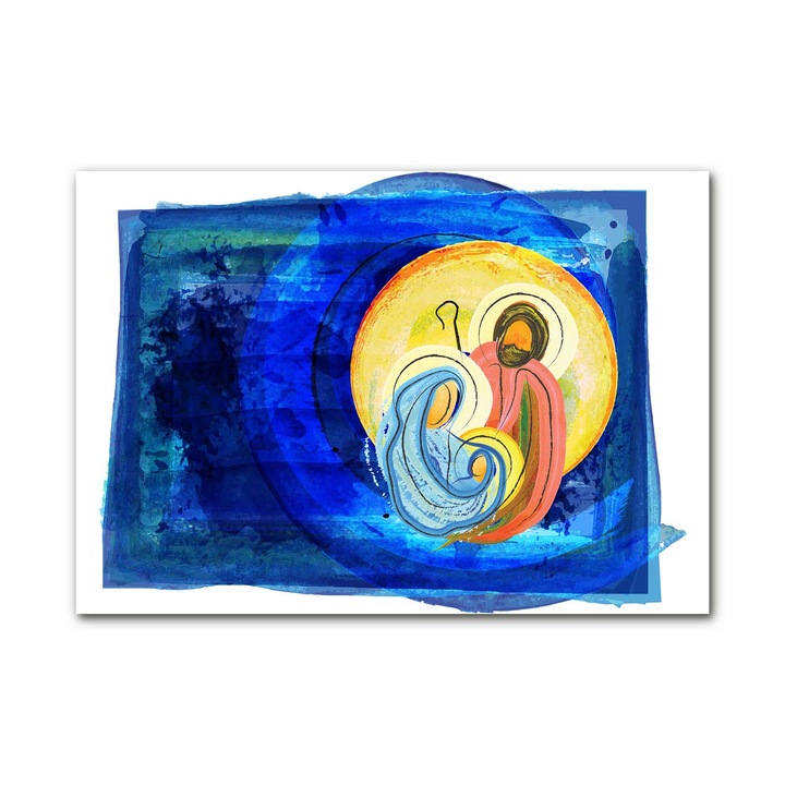 Pictura acrilica. decoratiuni de perete. Abstractia Sfintei Familii Iarna. 100x70 cm