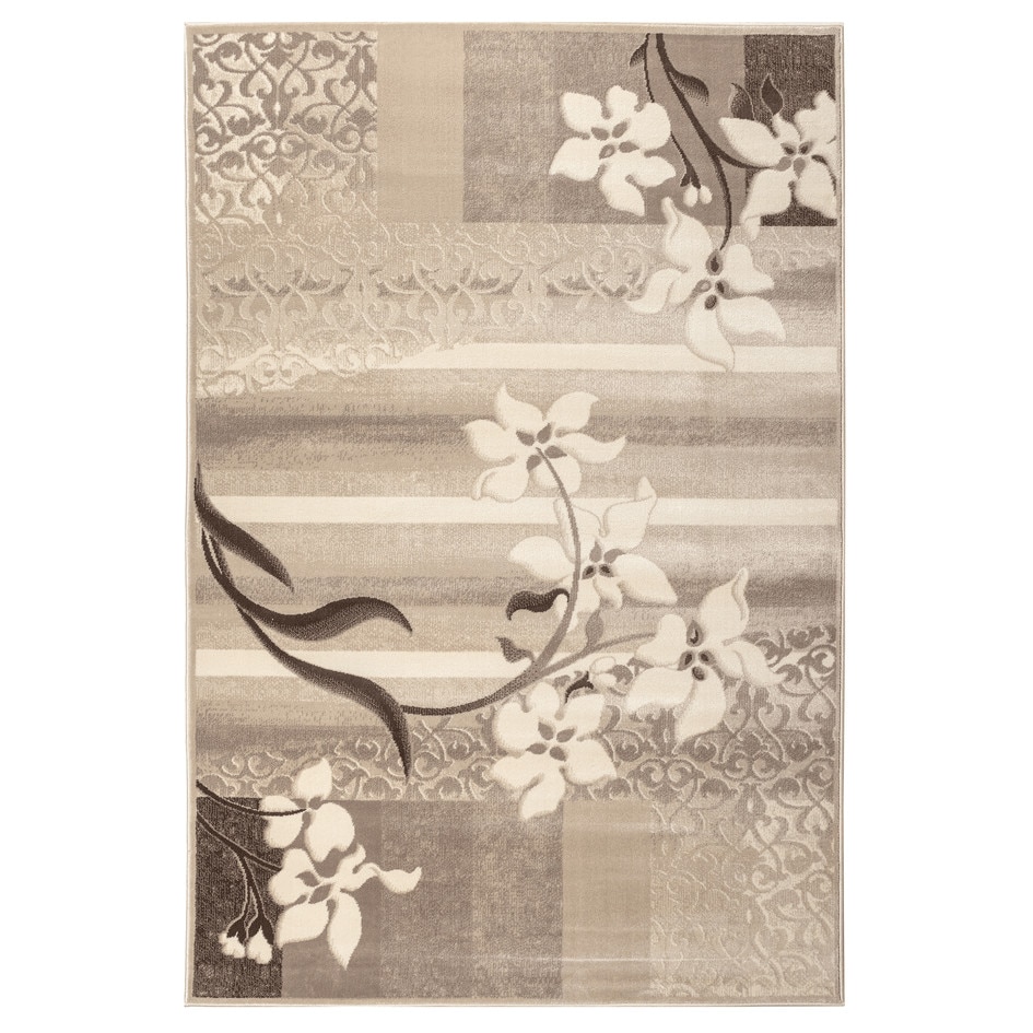 Covor sintetic Delta 3972-1-43255 , 60x110cm, Bej / Maro, Model modern floral