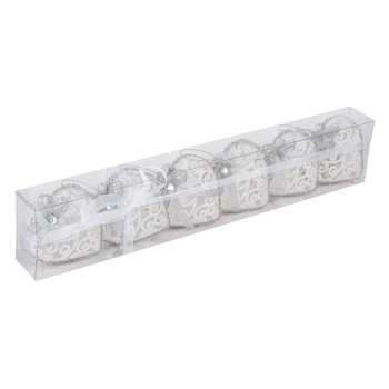 Set ornamente brad Craciun, inimi albe cu funda, South Perfect Decor, 6 buc, 8 cm Set ornamente brad Craciun, inimi albe cu funda, South Perfect Decor, 6 buc, 8 cm