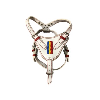 Ham din piele naturala alba pentru caine patriot (marime universala) Ham din piele naturala alba pentru caine patriot (marime universala)