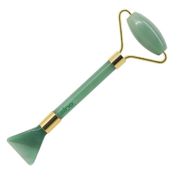 Нефритена ролка за лифтинг и масаж на лице, с гребло за изстъргване