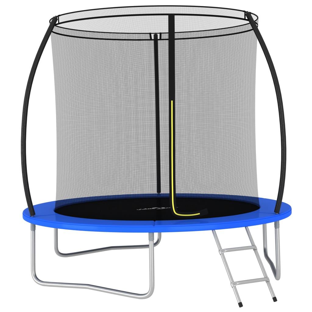 Set trambulina cu plasa de siguranta, scara si copertina de ploaie, vidaXL, Plastic, 244 x 55 cm, Negru