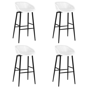 Set 4 scaune de bar, vidaXL, Plastic aspect plasa/Metal, 48 x 47,5 x 95,5 cm, Alb Set 4 scaune de bar, vidaXL, Plastic aspect plasa/Metal, 48 x 47,5 x 95,5 cm, Alb