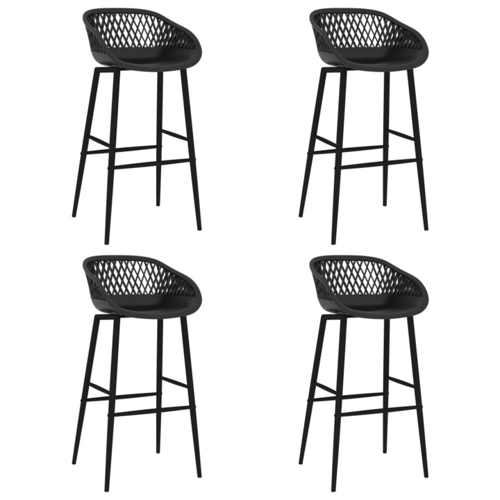 Set scaune de bar vidaXL, 4 buc., negru, 48 x 47,5 x 95,5 cm, 22.4 kg 248161