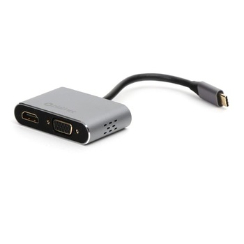 Adaptor multimedia USB tip C tata la HDMI mama si VGA mama, Platinet 45224, rezolutie maxima HDMI 4K la 30 Hz si VGA Full HD 1080p la 60 Hz Adaptor multimedia USB tip C tata la HDMI mama si VGA mama, Platinet 45224, rezolutie maxima HDMI 4K la 30 Hz si VGA Full HD 1080p la 60 Hz
