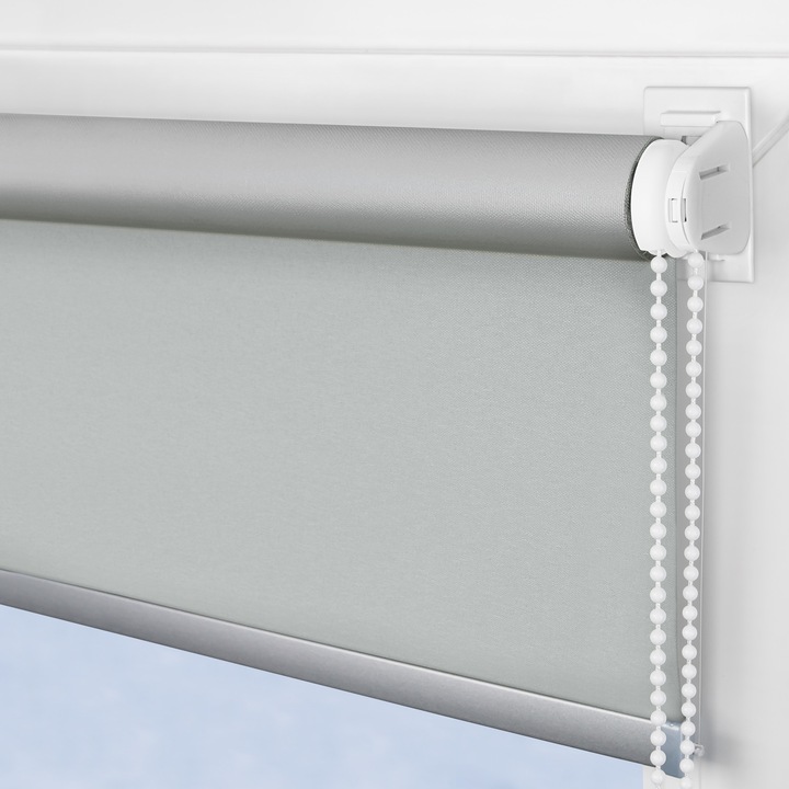 Термонепрозрачна текстилна ролетна щора, R+R, 68 см x 215 см, балкон, сива