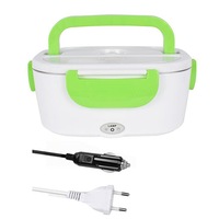 Cutie electrica pentru incalzirea pranzului, Pentru casa/masina, 110V/12V, 1.5L, Alb/Verde