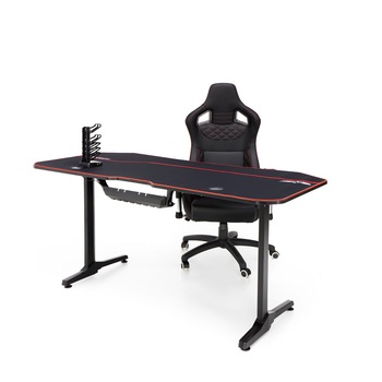 Birou de gaming idealSTORE TITAN BLACK GD, Dimensiuni 160 x 60 x74, Suport pentru casti, Stabil, Durabil, Realizat din MDF, Picioare din metal, Aspect Modern Birou de gaming idealSTORE TITAN BLACK GD, Dimensiuni 160 x 60 x74, Suport pentru casti, Stabil, Durabil, Realizat din MDF, Picioare din metal, Aspect Modern