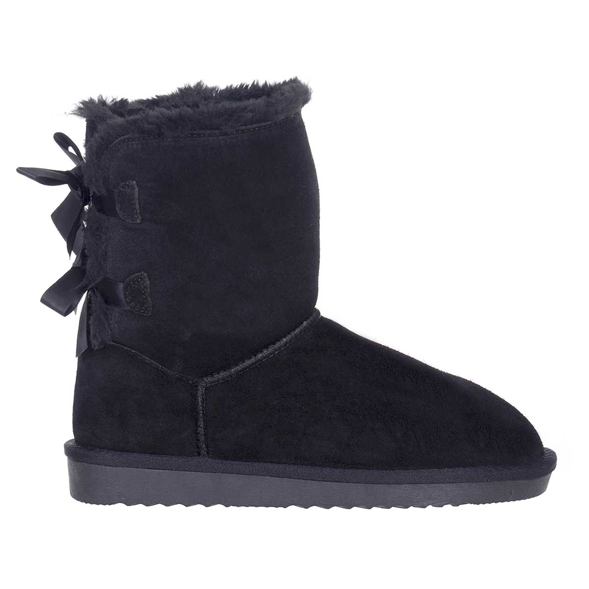 Cizme Piele Naturala cu 2 funde la spate, Negru