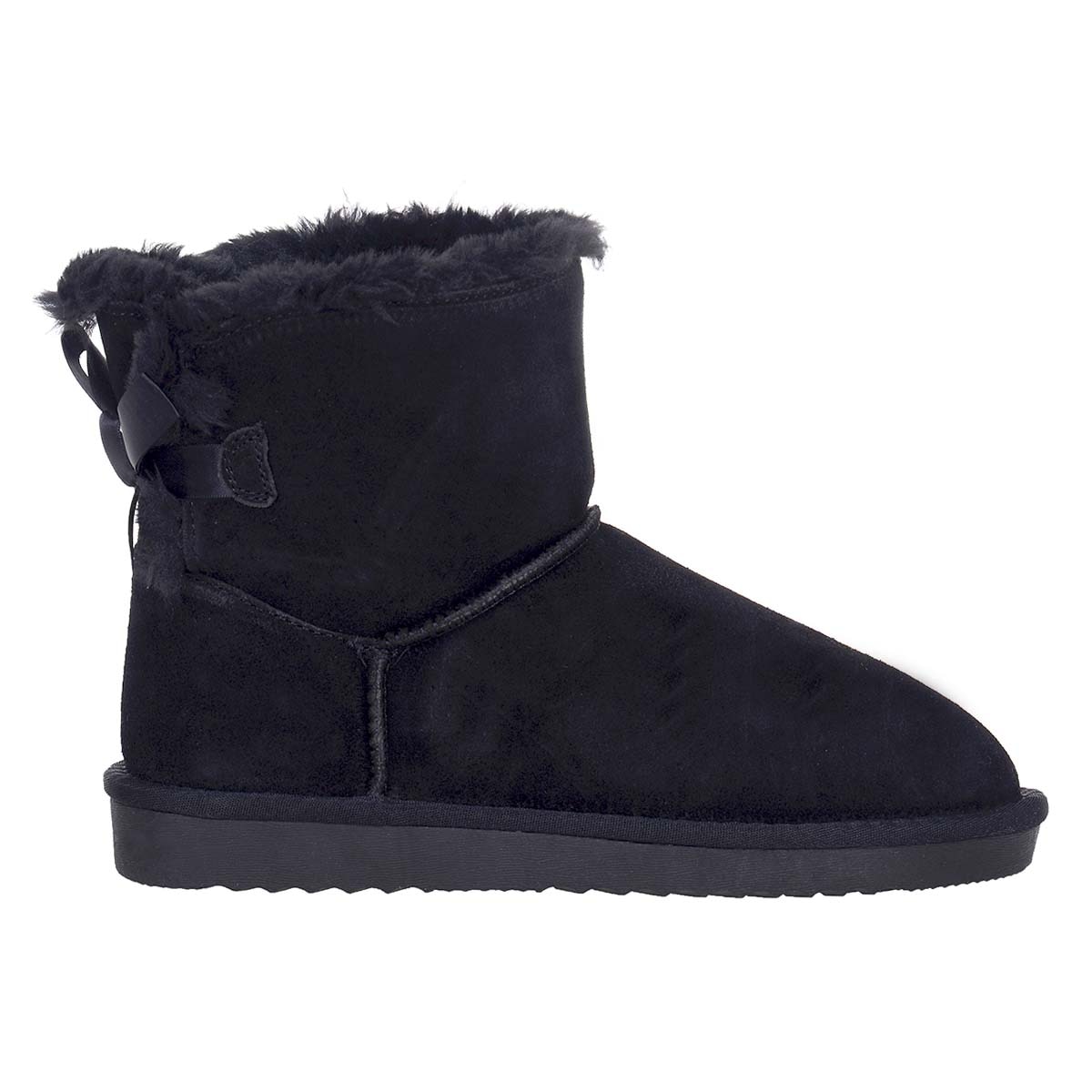 Cizme scurte cu funda la spate Piele Naturala, Negru