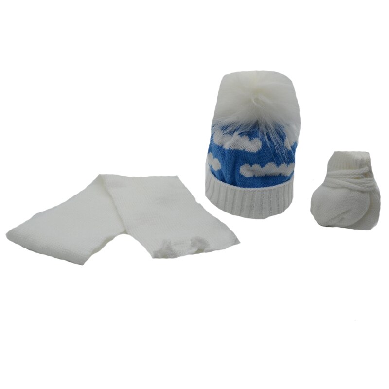 Set 3 piese caciula, fular si manusi pentru baieti Aliap 0027-4, Albastru, 36-38