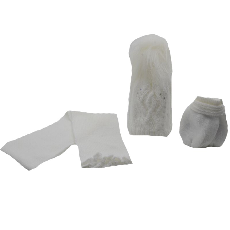 Set 3 piese caciula, fular si manusi pentru fete Aliap 0027-5, Alb, 39-41