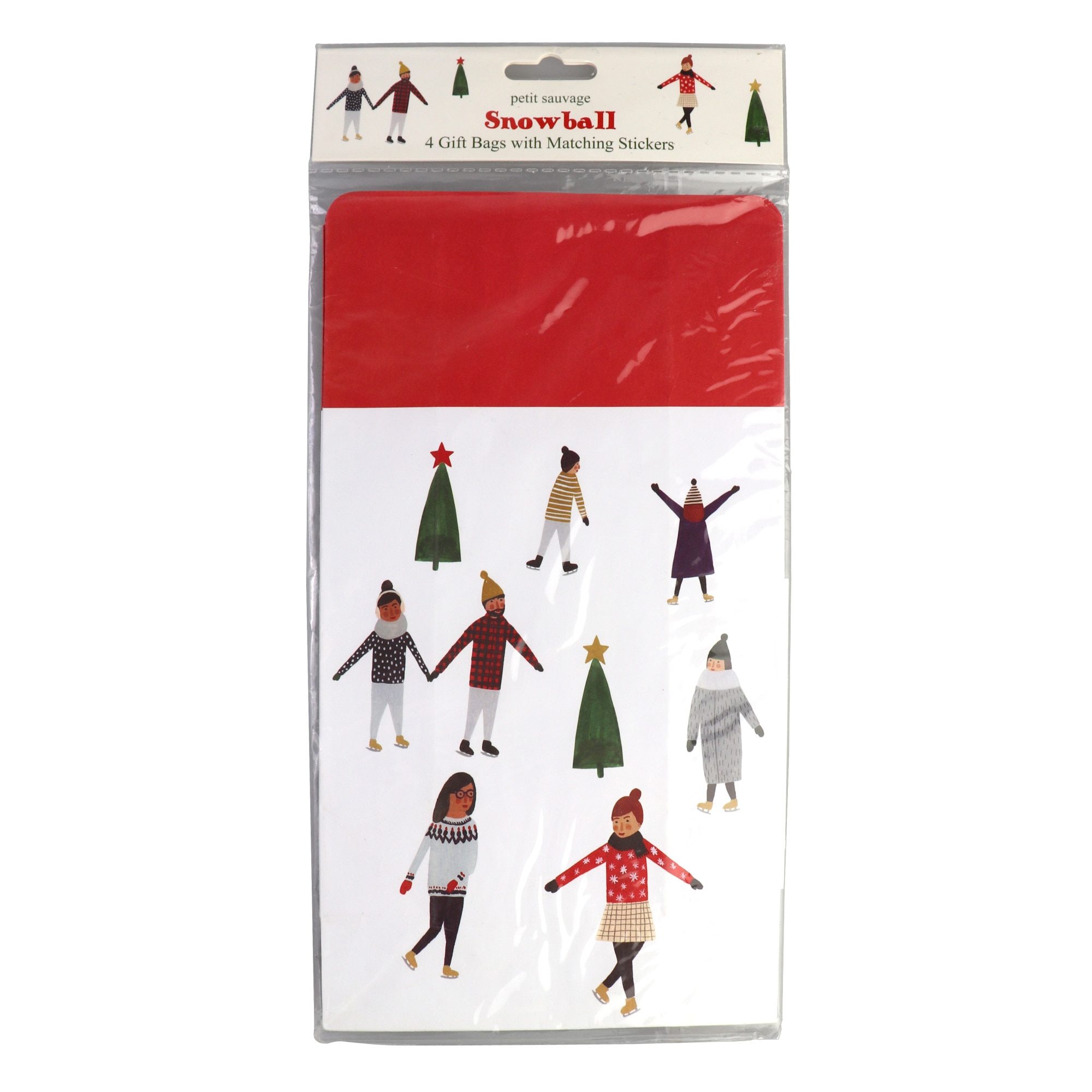 Set 4 pungi cadou cu abtibilduri - Snowball, Cu model