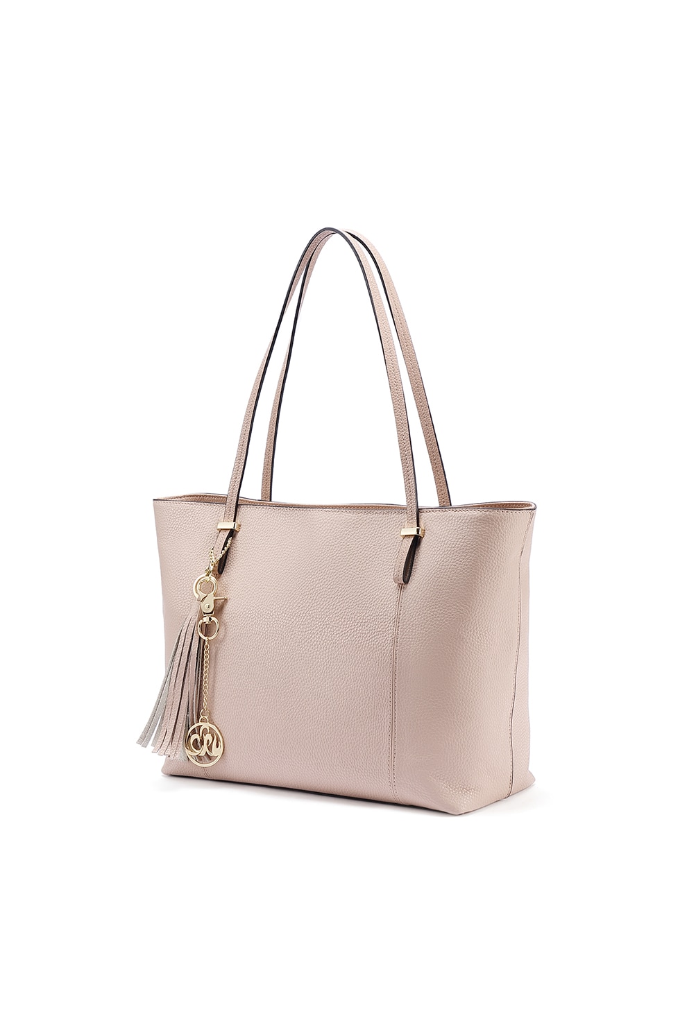 C'iel, Geanta shopper de piele cu canaf Drea, Alb fildes