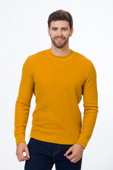 Pulover BE YOU model fagure, Galben mustar Pulover BE YOU model fagure, Galben mustar