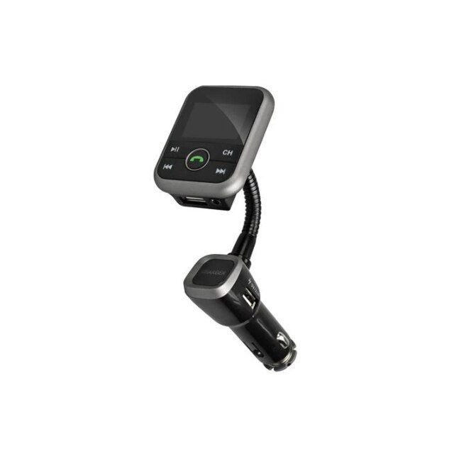 Car Kit auto cu modulator FM Hands Free, gri/negru, Buletooth A2DP