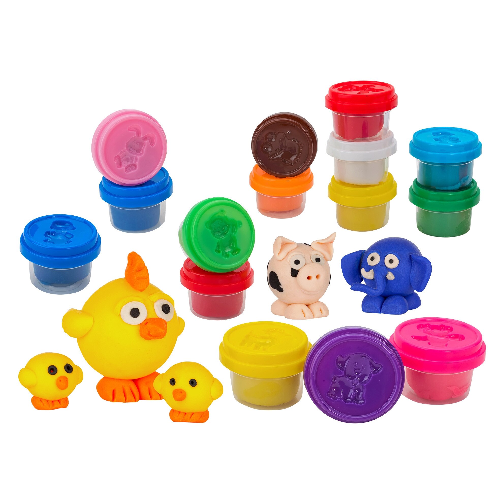 Set 15 borcanele de plastilina cu sabloane forme pe capac Globo
