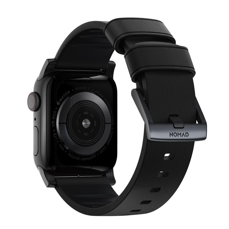 Curea din piele rezistenta la apa NOMAD Active Pro Apple Watch 1/2/3/4/5/6/7/SE (42/44/45mm) Black/Black
