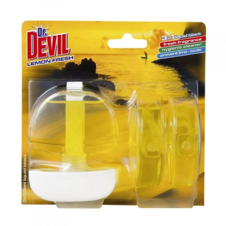 WC-frissítők DR. DEVIL 3 az 1-ben Lemon Fresh, 3 darab/készlet, friss, 55 ml