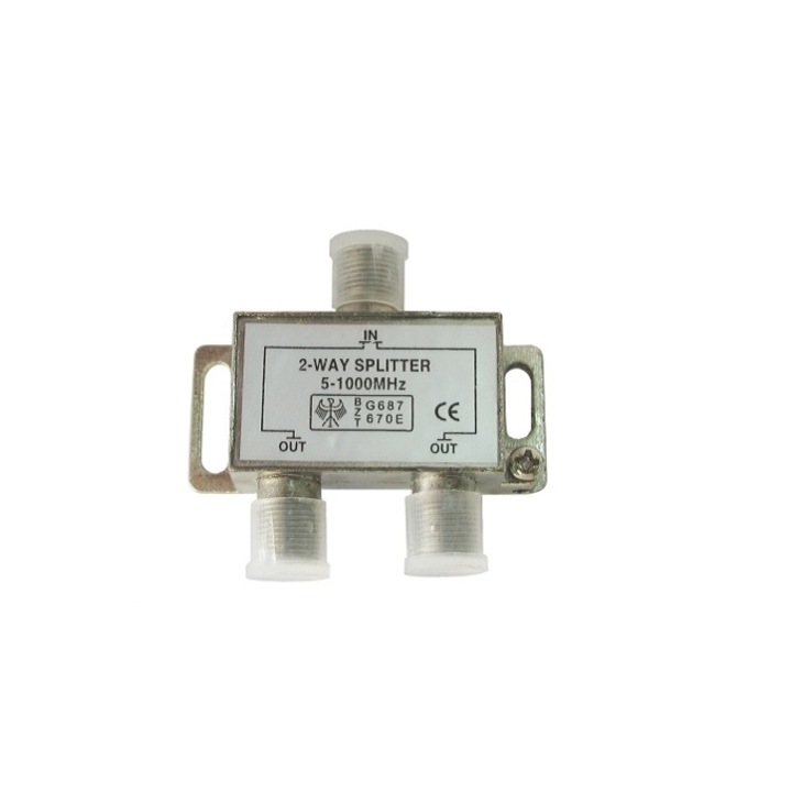 Splitter, WIREMAN, 1 intrare - 2 iesiri, 5-1000 MHz, Alb