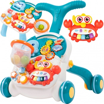 Antemergator Multifunctional 5 in 1, cu Centru de Activitati si Cos de Baschet, Masuta Educativa, Telecomanda Detasabila cu 15 Melodii, Panou pentru Invatarea Numerelor si Formelor, Lumini si Sunete, Crab Walker, Albastru Antemergator Multifunctional 5 in 1, cu Centru de Activitati si Cos de Baschet, Masuta Educativa, Telecomanda Detasabila cu 15 Melodii, Panou pentru Invatarea Numerelor si Formelor, Lumini si Sunete, Crab Walker, Albastru