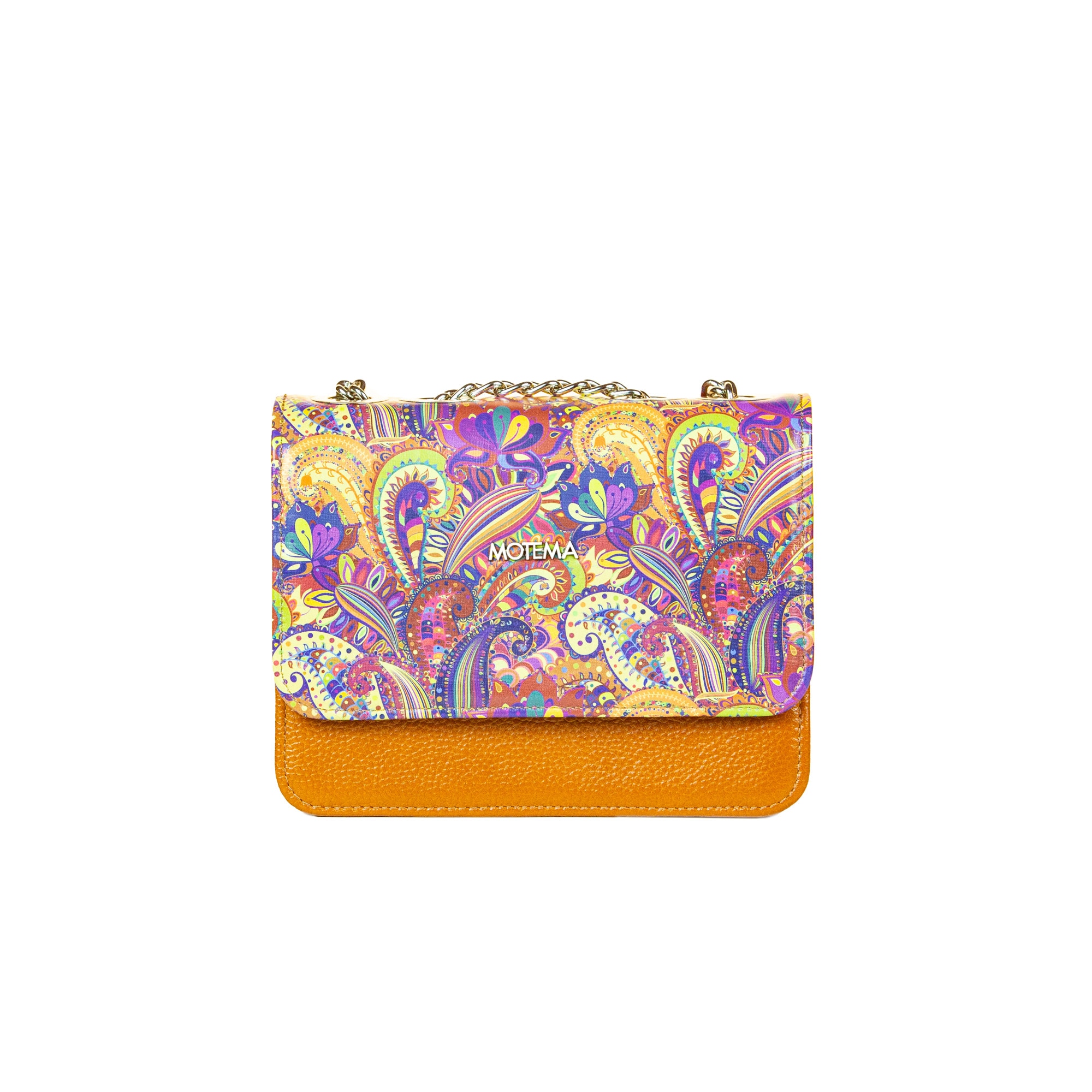 Borseta piele Motema Mabelle Print, camel, piele naturala, 17x22x7 cm