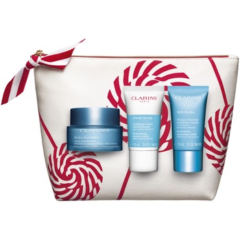 Set Clarins: Crema Hydra Essential, 50 ml + Scrub, 15 ml + Masca SOS Hydra, 15 ml Set Clarins: Crema Hydra Essential, 50 ml + Scrub, 15 ml + Masca SOS Hydra, 15 ml