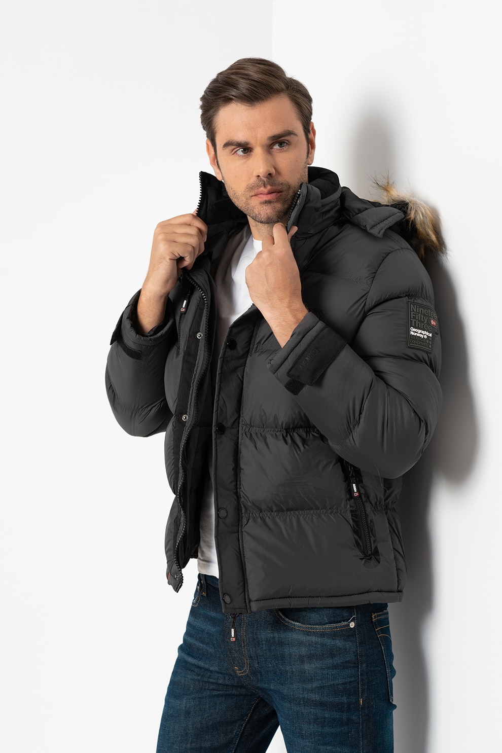 Geographical Norway, Geaca cu gluga detasabila Bonap, Gri inchis