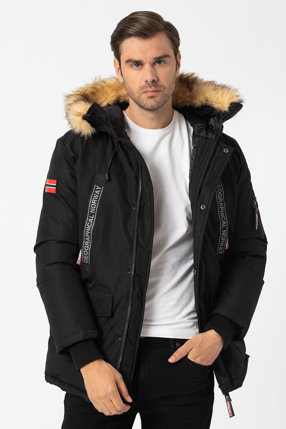 Geographical Norway, Geaca parka cu vatelina si gluga Cabrac, Negru