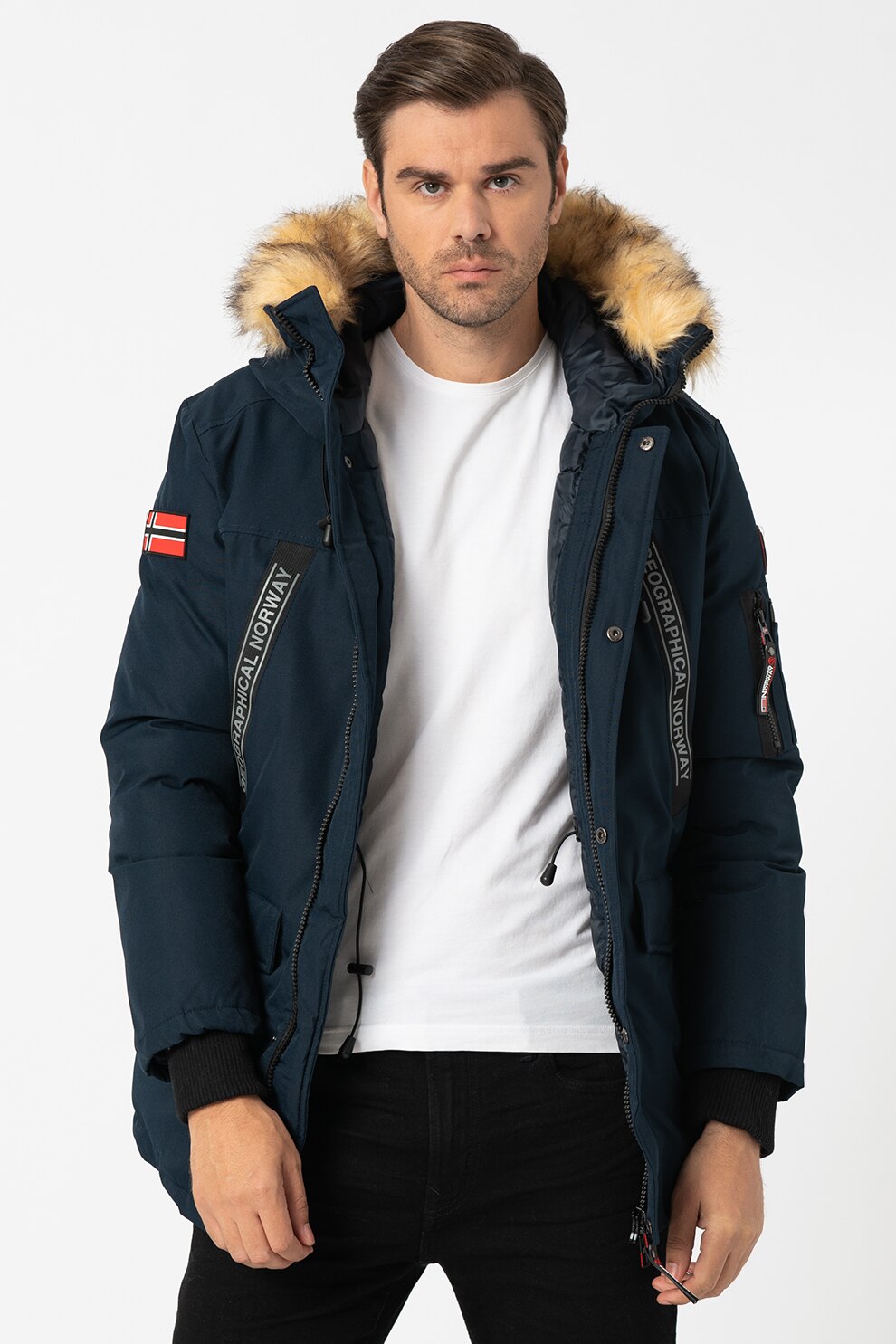 Geographical Norway, Geaca parka cu vatelina si gluga Cabrac, Bleumarin