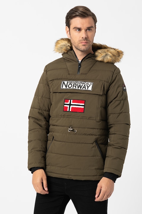 Geographical Norway, Подплатено зимно яке Coconut с еко пух, Червен/Каки/Черен