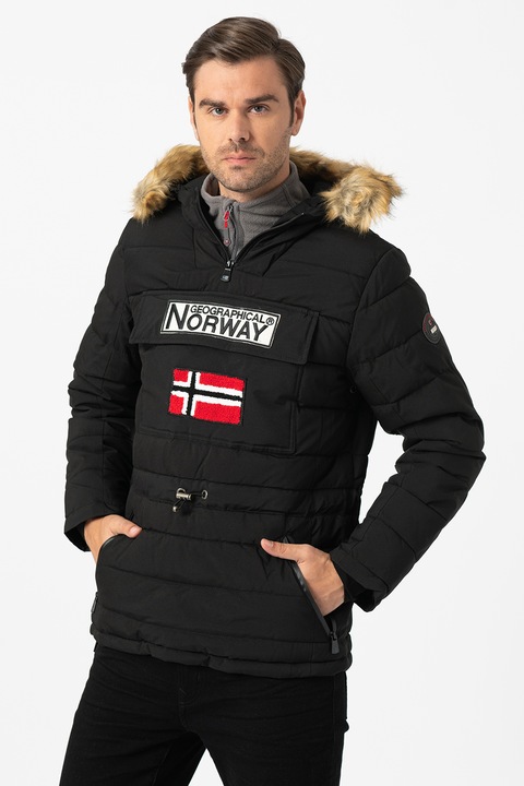Geographical Norway, Подплатено зимно яке Coconut с еко пух, Червен/Бял/Черен