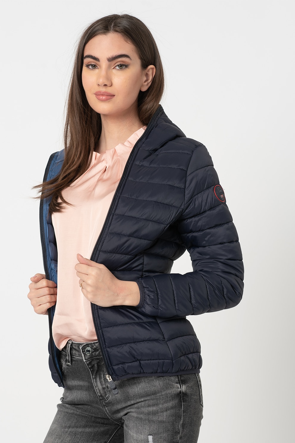 Geographical Norway, Geaca cu gluga, vatelina si aspect matlasat Dafne, Bleumarin