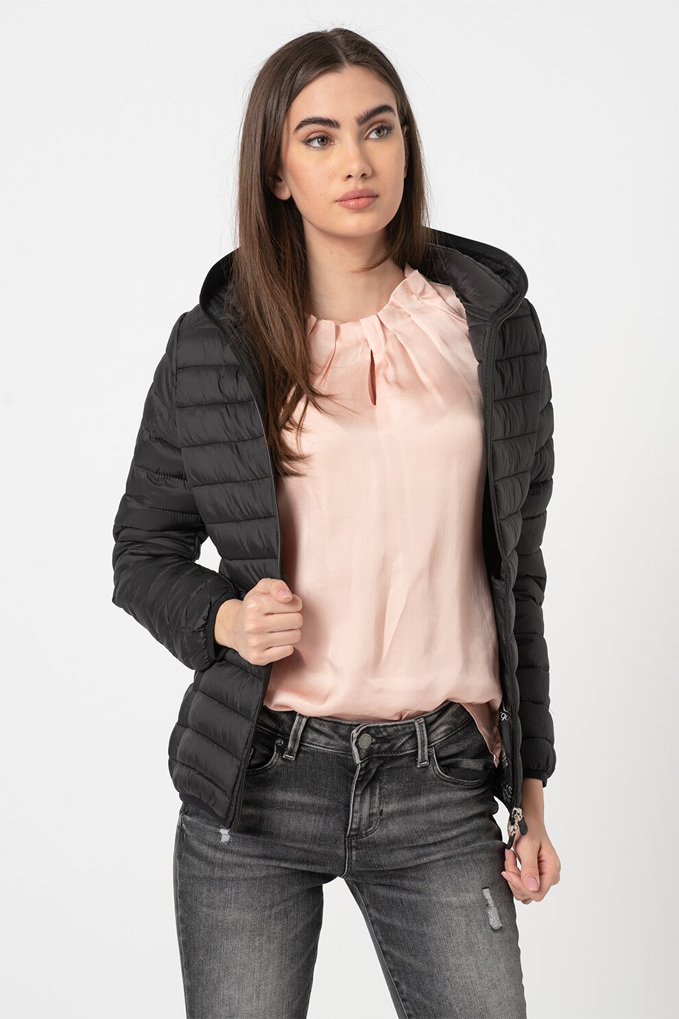 Geographical Norway, Geaca cu gluga, vatelina si aspect matlasat Dafne, Negru