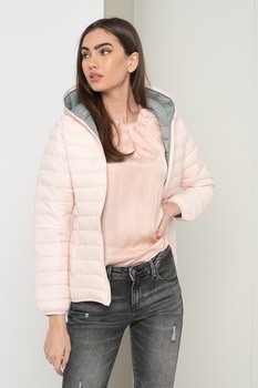 Geographical Norway, Geaca cu gluga, vatelina si aspect matlasat Dafne, Roz pal Geographical Norway, Geaca cu gluga, vatelina si aspect matlasat Dafne, Roz pal