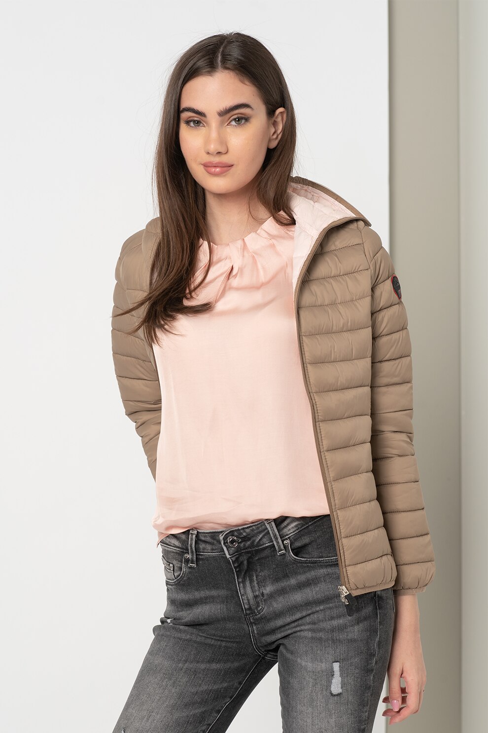 Geographical Norway, Geaca cu gluga, vatelina si aspect matlasat Dafne, Taupe