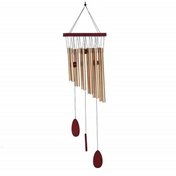 Clopotel de vant cu 12 tuburi sonore metalice aurii pentru casa sau gradina, model Feng-Shui Clopotel de vant cu 12 tuburi sonore metalice aurii pentru casa sau gradina, model Feng-Shui