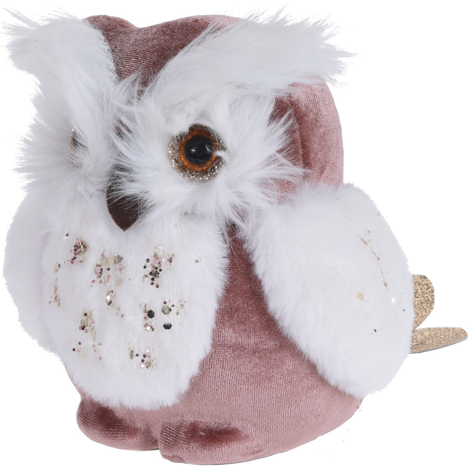 Bufnita textila, roz, 14 cm