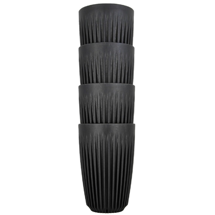 Set 4 cani Huskee Cup - Charcoal Black - L, Polipropilena, 350 ml, Negru