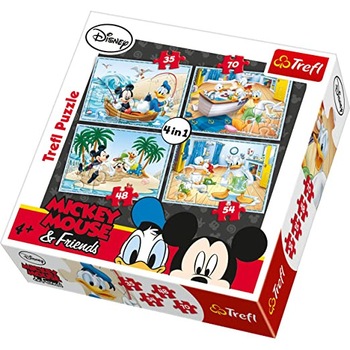 Puzzle Trefl 4 in 1, Mickey Mouse nebunia cu apa, 35, 48, 54, 70 piese Puzzle Trefl 4 in 1, Mickey Mouse nebunia cu apa, 35, 48, 54, 70 piese