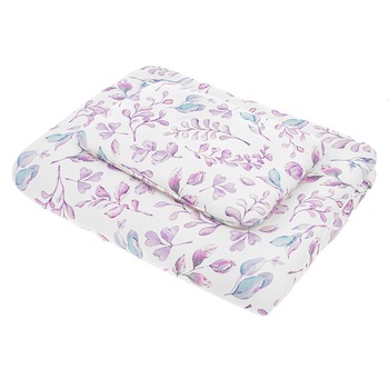 Set lenjerie de pat 2 piese pentru fete Belisima Listki P02-0040, Multicolor Set lenjerie de pat 2 piese pentru fete Belisima Listki P02-0040, Multicolor