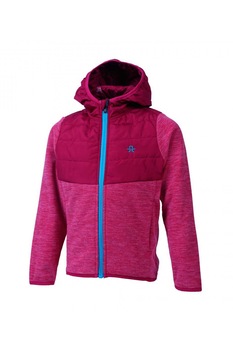 Color Kids, Jacheta cu gluga de micro fleece, Roz melange/Roz zmeuriu Color Kids, Jacheta cu gluga de micro fleece, Roz melange/Roz zmeuriu